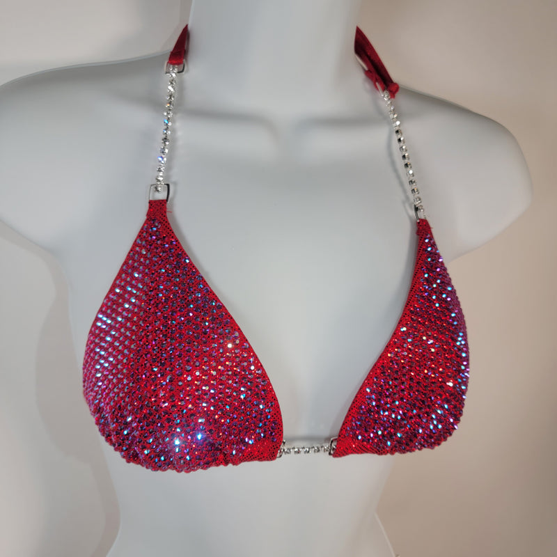 Premade red ab competition bikini