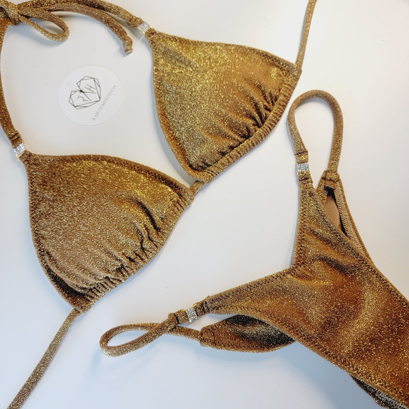Elite gold mocha bikini/ posing suit