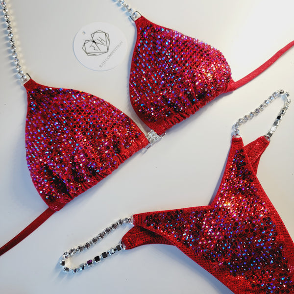 Bright red diamond Competition Bikini