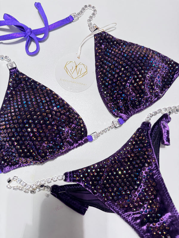 Premade velvet Purple competition bikini