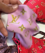 Monogram posing suit brown red pink