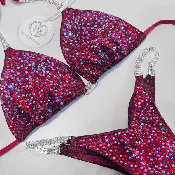 Custom dark red competition bikini