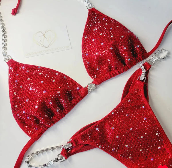 Custom Elena red competition bikini