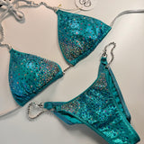 Premade Turquoise Sun Rays competition bikini
