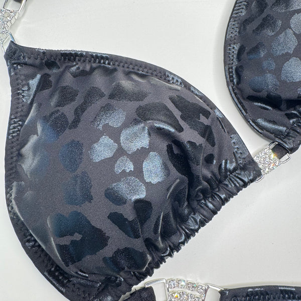 Sleek Black cheetah Wellness Posing suit
