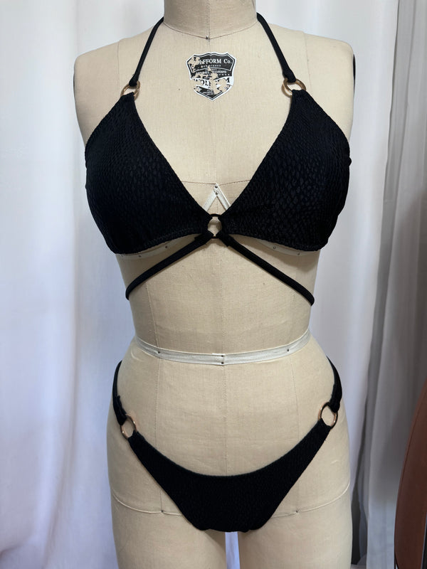 Textured black snake skin