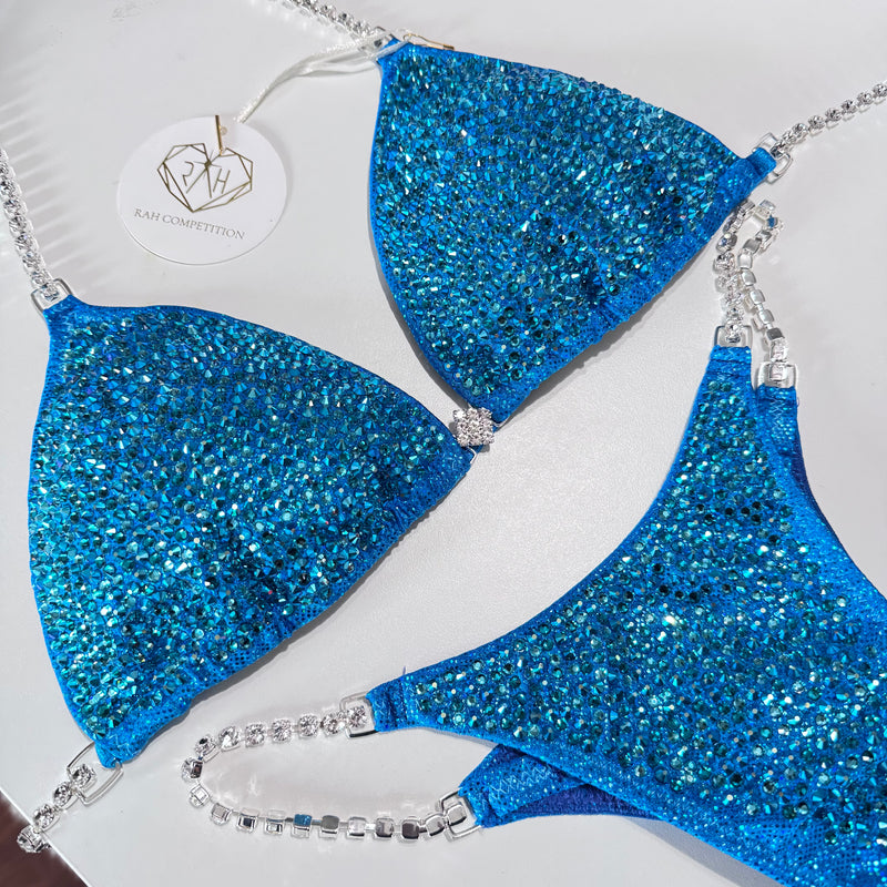 Holo Aqua Blue competition bikini