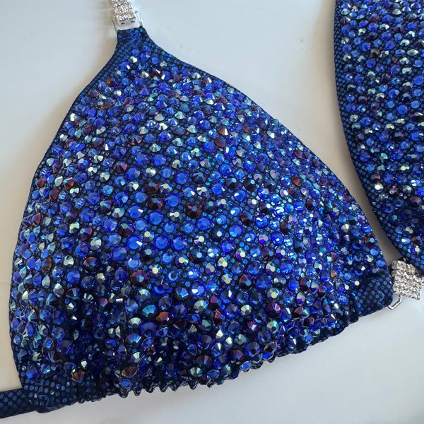 Holo dark blue competition bikini