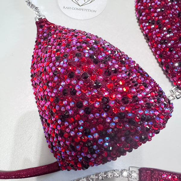 Red Burgundy scatter competition bikini