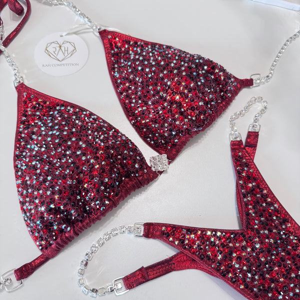 Burgundy Red scatter competition bikini