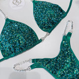 Custom Mystique Kelly green competition bikini
