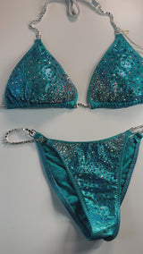 Premade Turquoise Sun Rays competition bikini