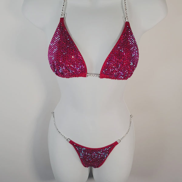 Premade red ab competition bikini