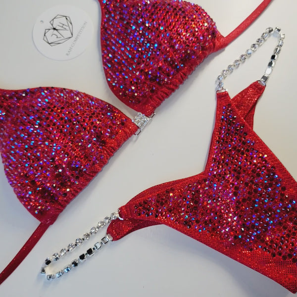 Bright red diamond Competition Bikini