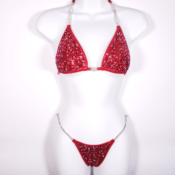 Red, red ab and clear Scatter Competition Bikini