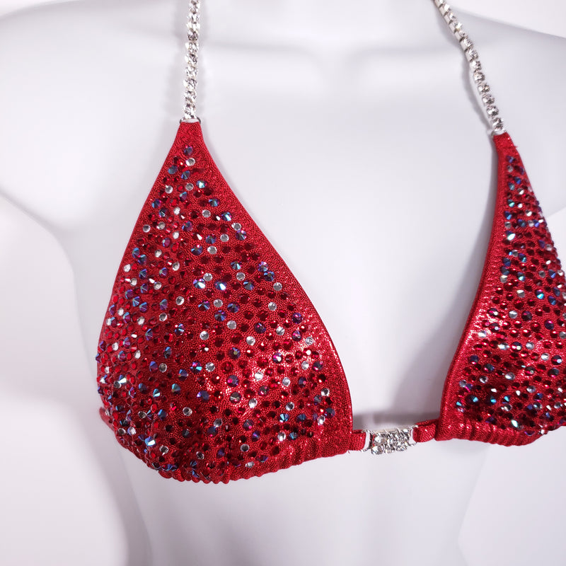 Red, red ab and clear Scatter Competition Bikini