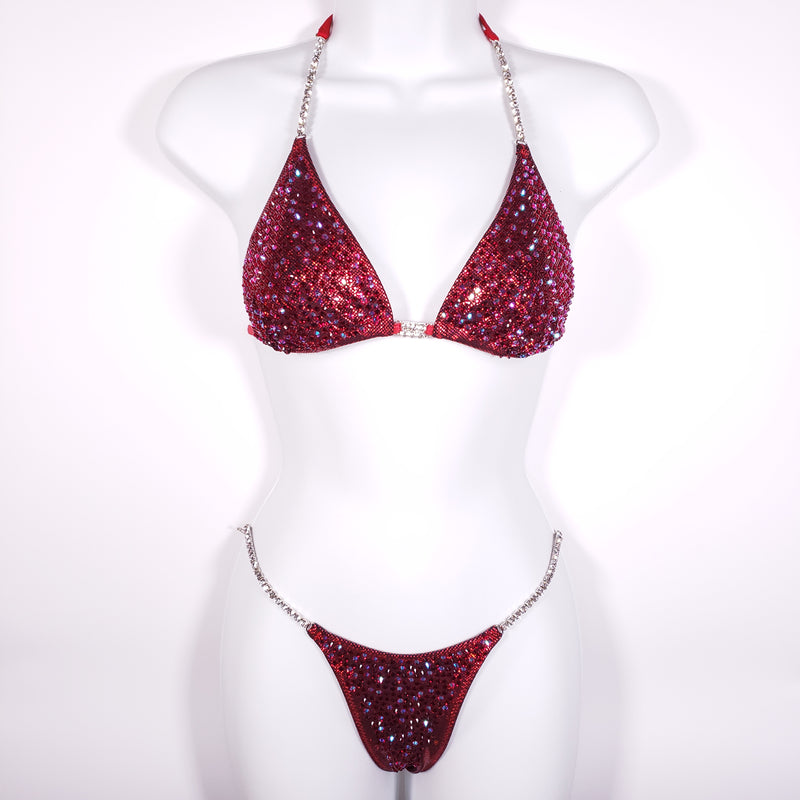 Dark Red ab, Red Scatter Competition Bikini