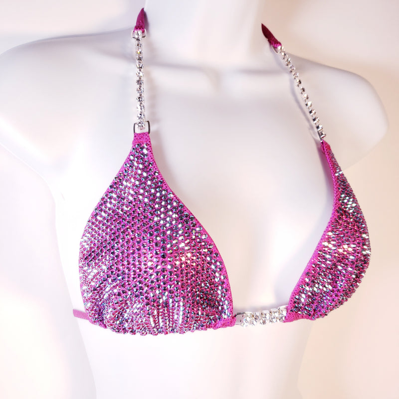 Hot Pink Fuchsia Ab Diamond Competition Bikini
