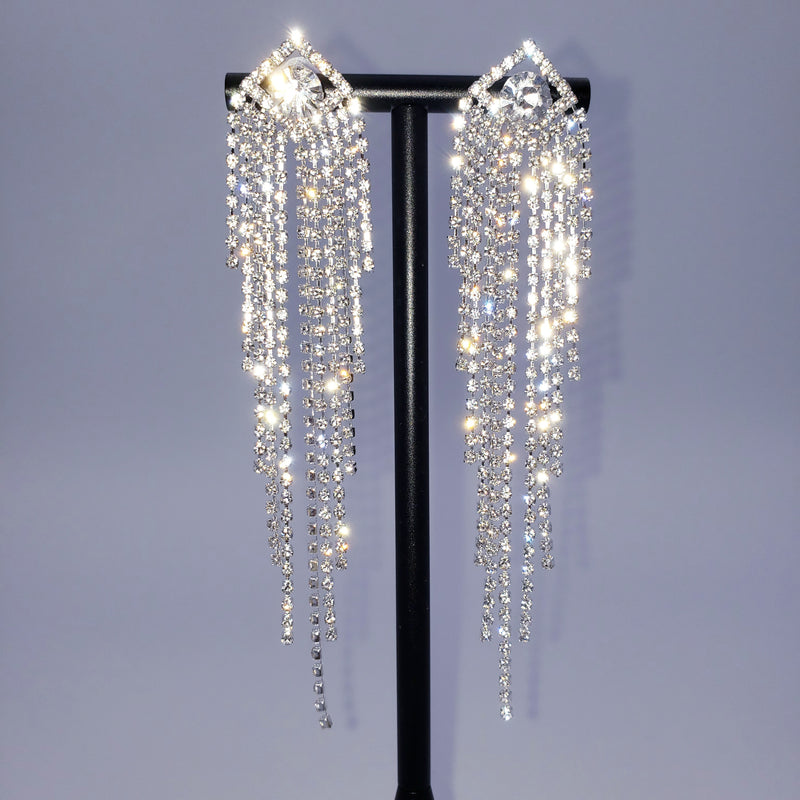 Pyramid Tassel rhinestone Earrings