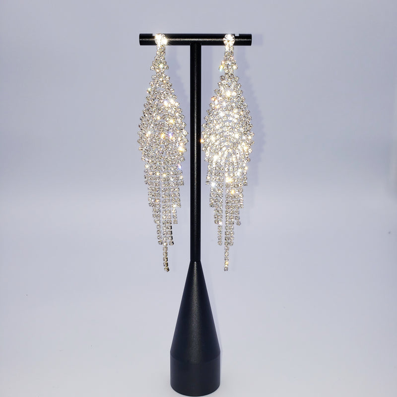 Long Diamond shape rhinestone Earrings