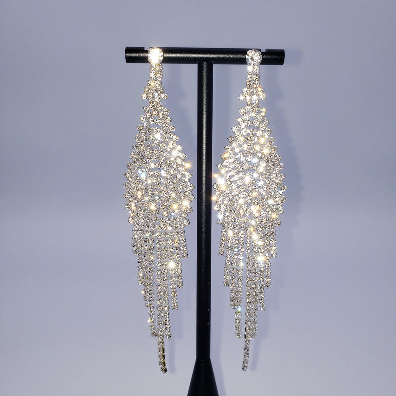Long Diamond shape rhinestone Earrings