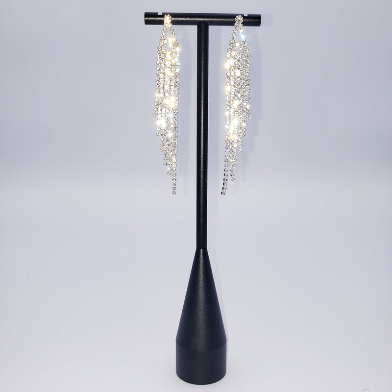Diagonal draped rhinestone Earrings
