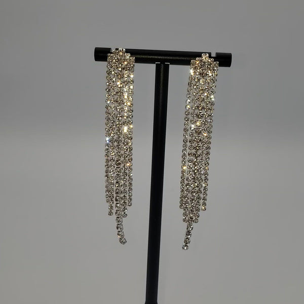 Asscher Tassel rhinestone Earrings