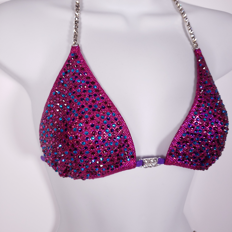 fuchsia competition bikini, bikini for posing competition