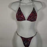Dark purple competition bikini. Rhinestoned bikini, bling bikini, Npc bikini, Custom competition suit