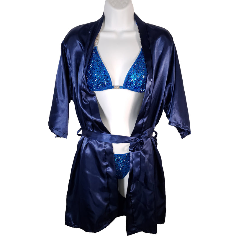 Navy Satin Robe